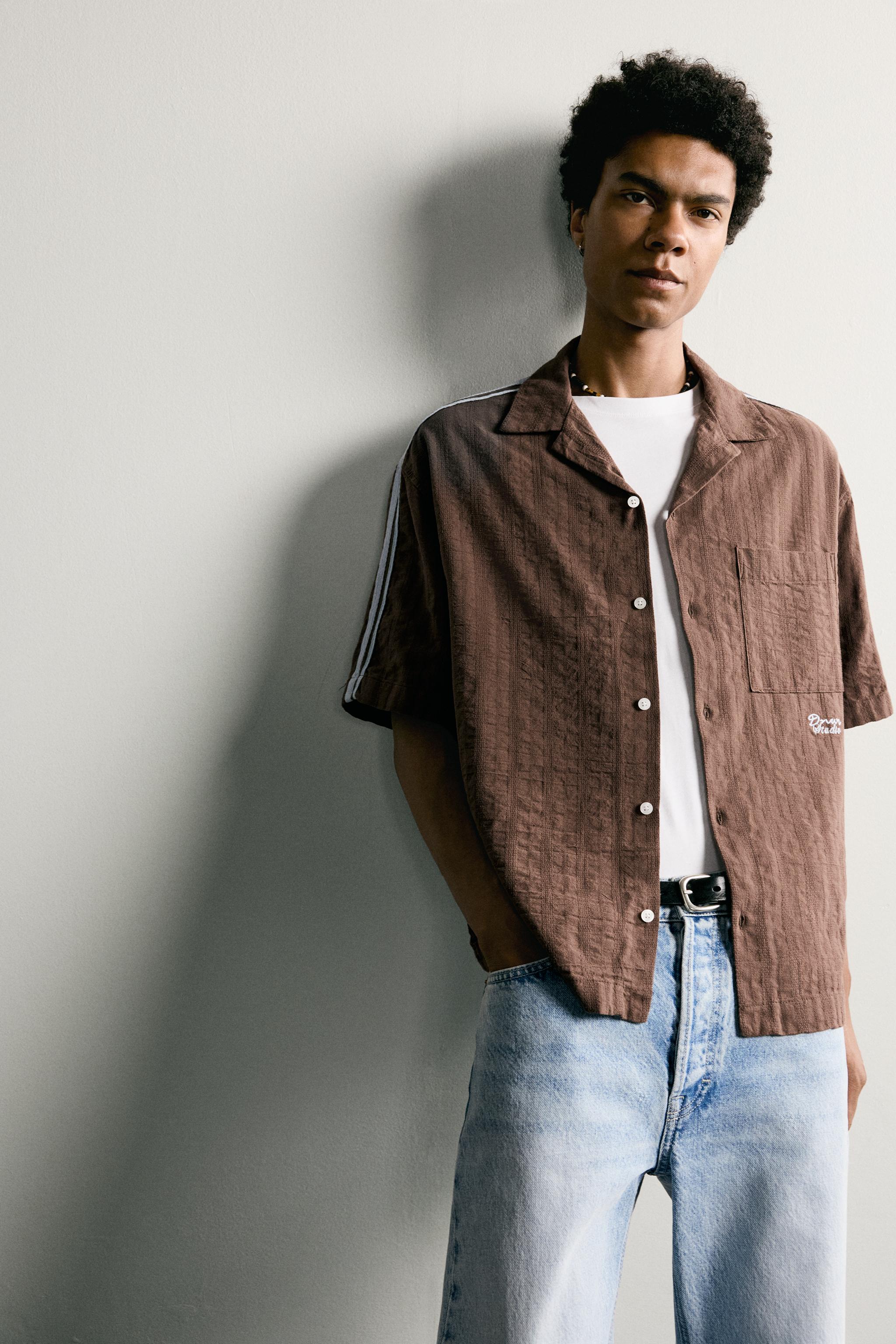 CONTRAST EMBROIDERED STRIPE SHIRT